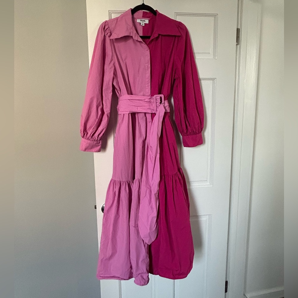 Christopher John Rogers Target Two-Tone Pink Button-Front Dress 16 - Picture 2 of 6